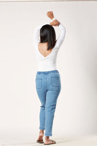 West Side High Rise Pull on Denim Jeans- Light Wash