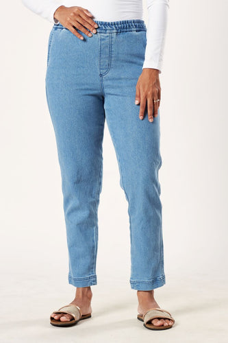 West Side High Rise Pull on Denim Jeans- Light Wash