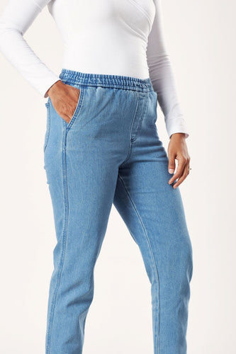 West Side High Rise Pull on Denim Jeans- Light Wash