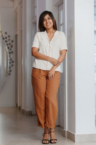 Kai Knitted Buttondown Top - Ivory