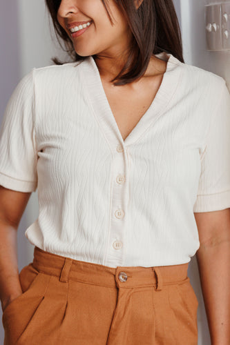 Kai Knitted Buttondown Top - Ivory