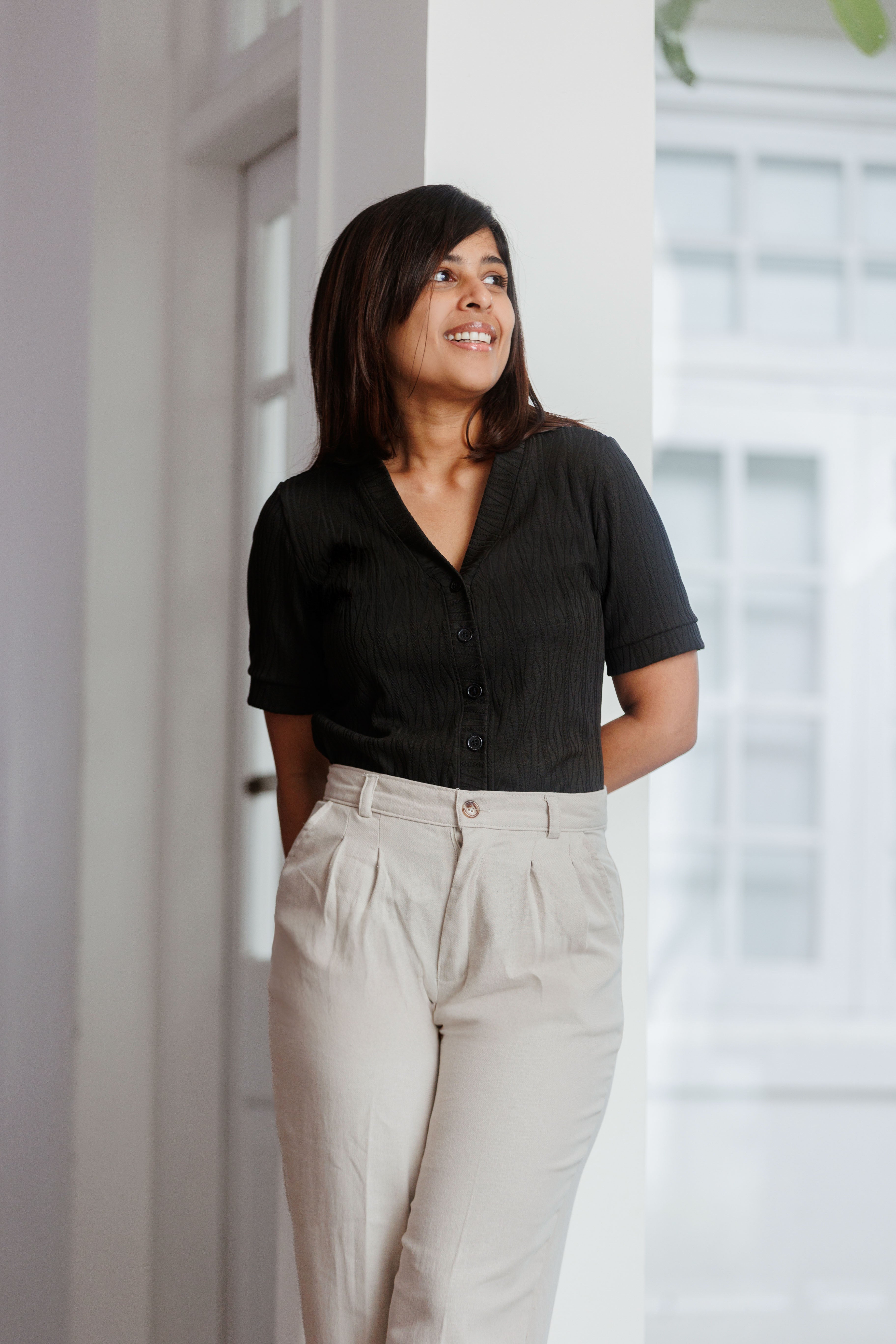 Kai Knitted Buttondown Top - Black