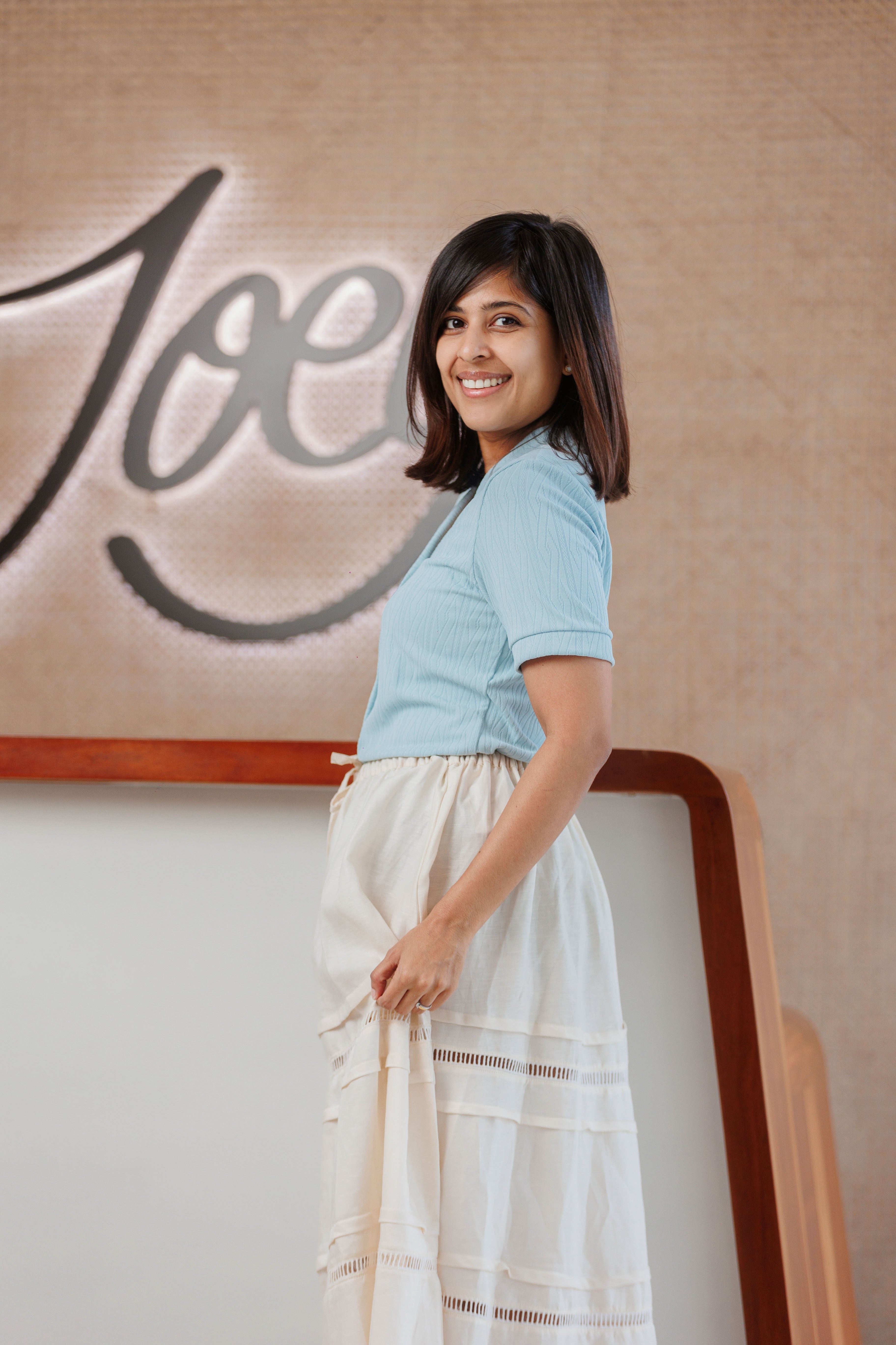 Kai Knitted Buttondown Top - Baby Blue