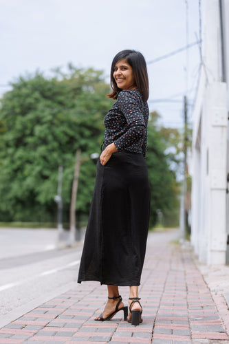 Liora Front Ruched Ribb Top - Floral Printed