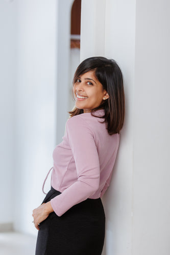 Liora Front Ruched Ribb Top - Lilac