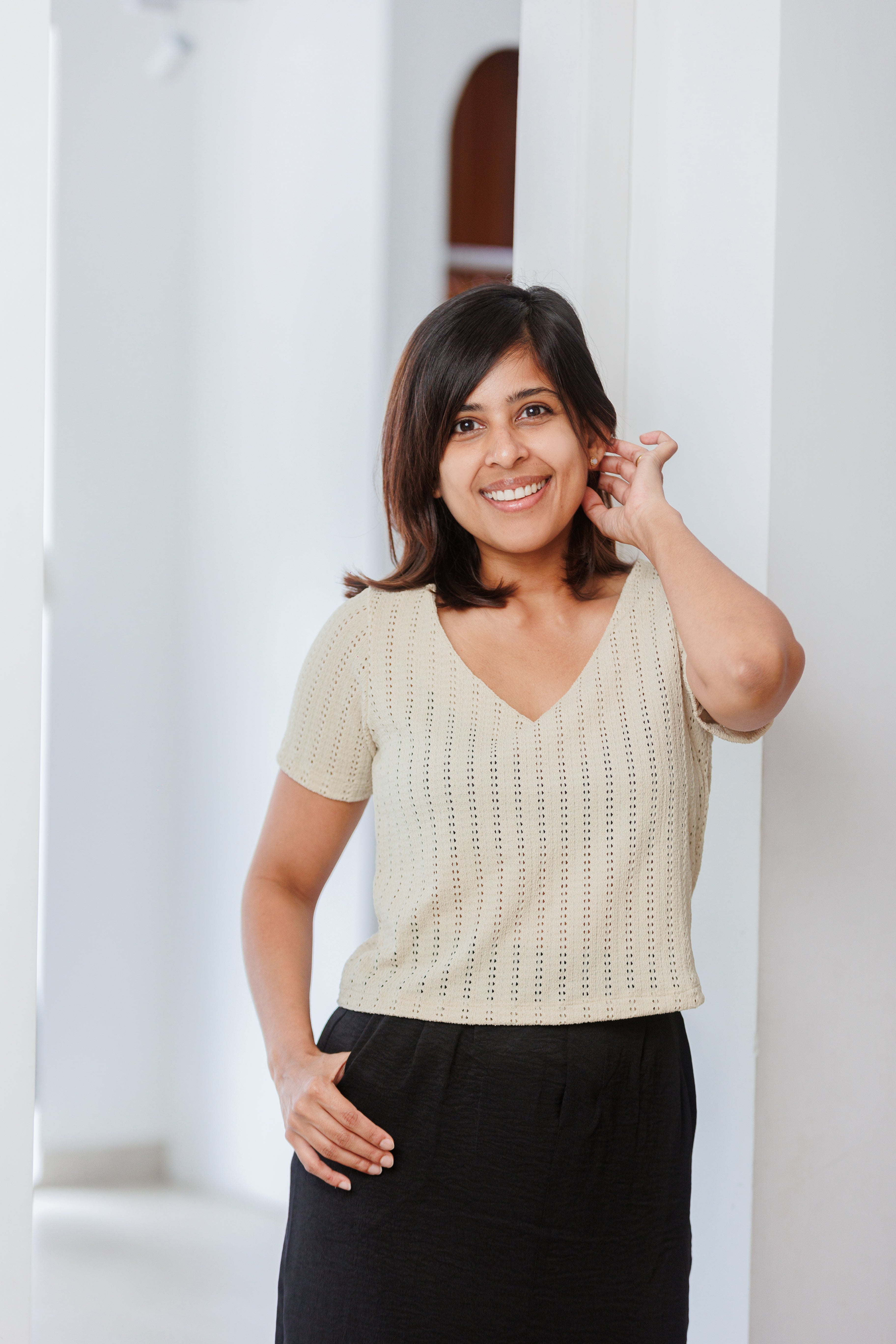 Ethal Knitted Cutlon Top - Champaign