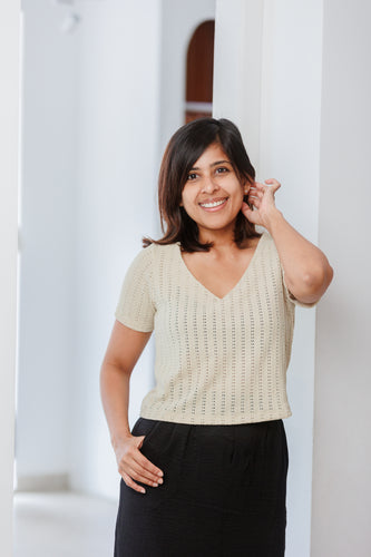 Ethal Knitted Cutlon Top - Champaign