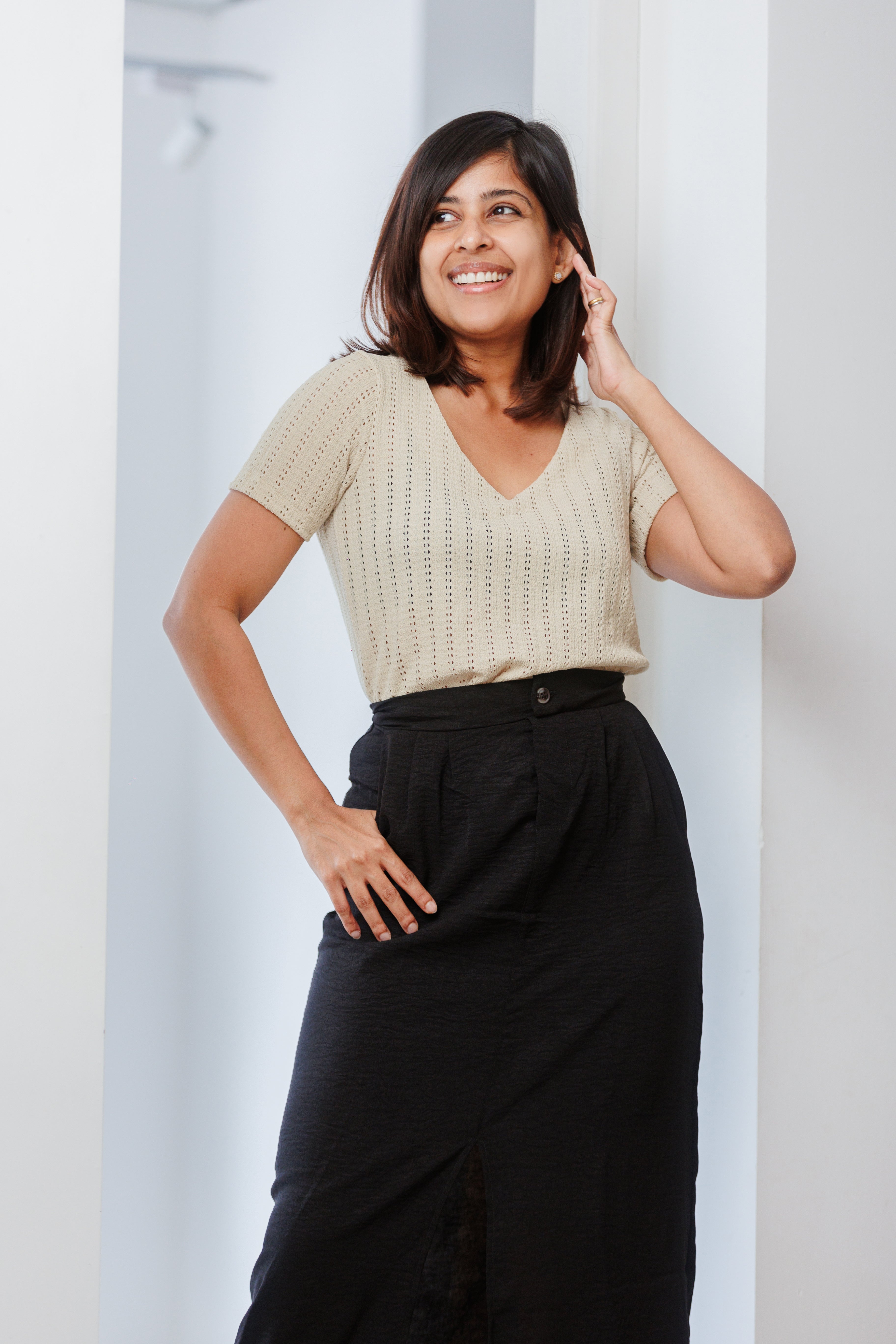 Ethal Knitted Cutlon Top - Champaign