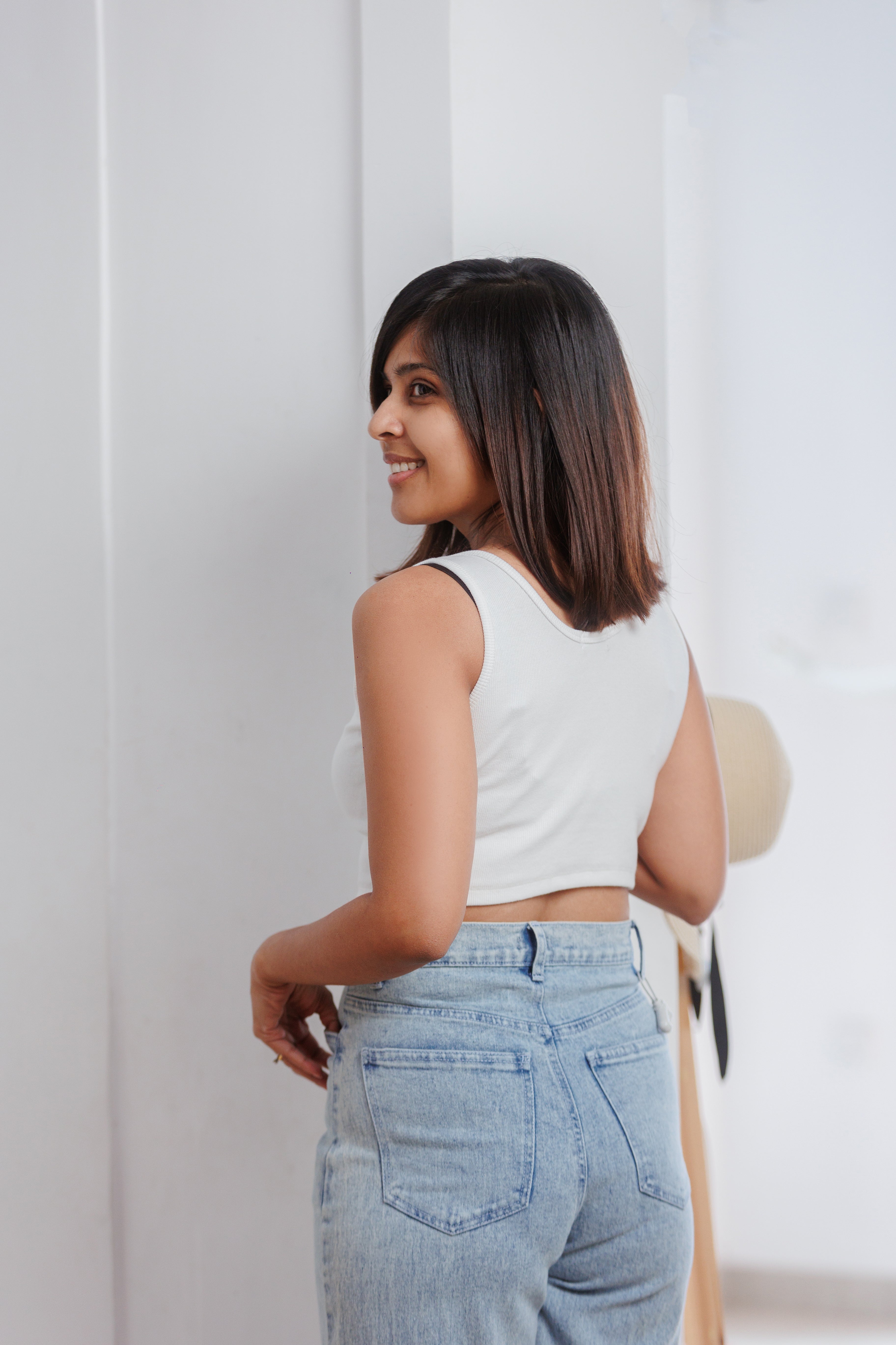 Winnie Ribb Crop Top  - White