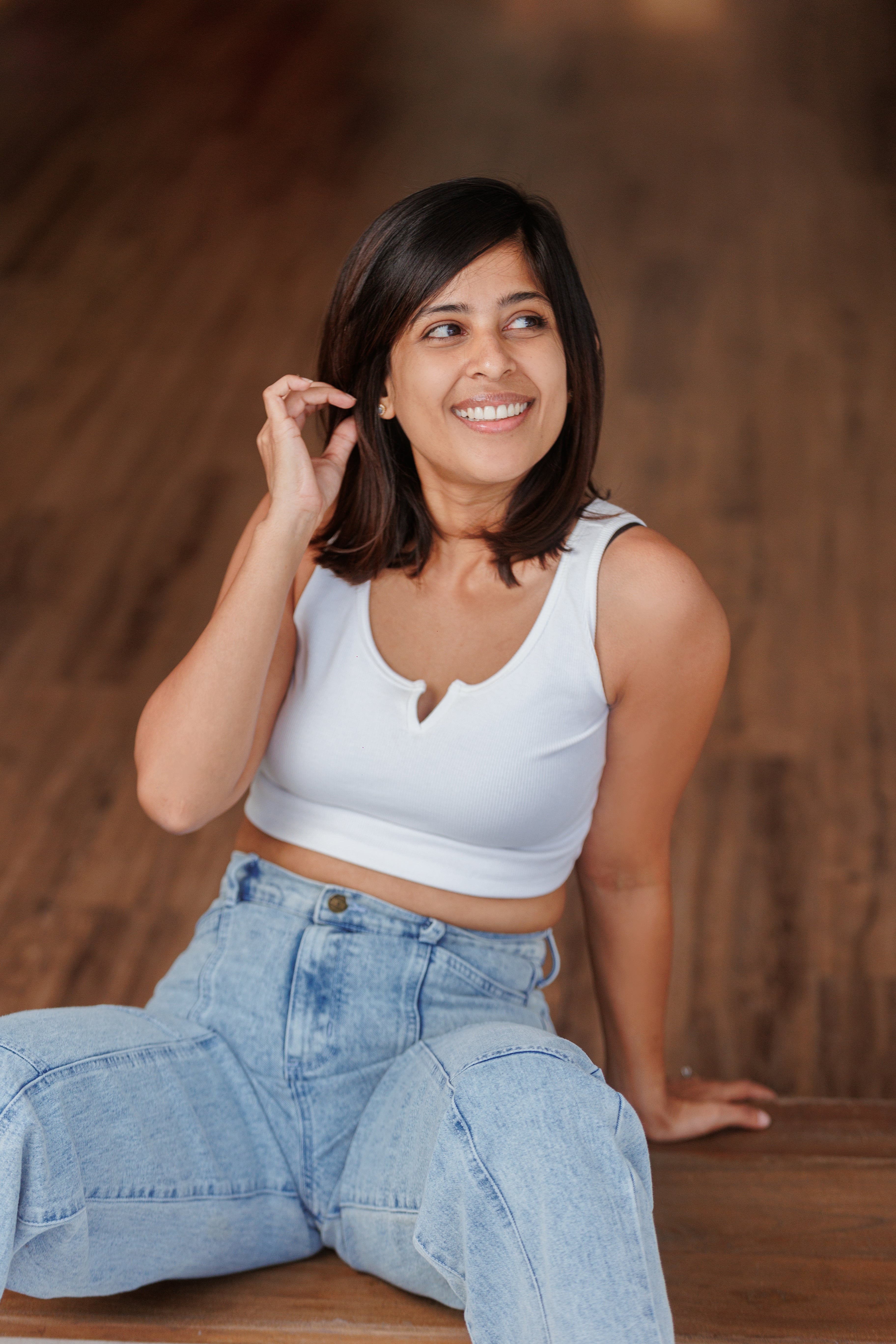 Winnie Ribb Crop Top  - White