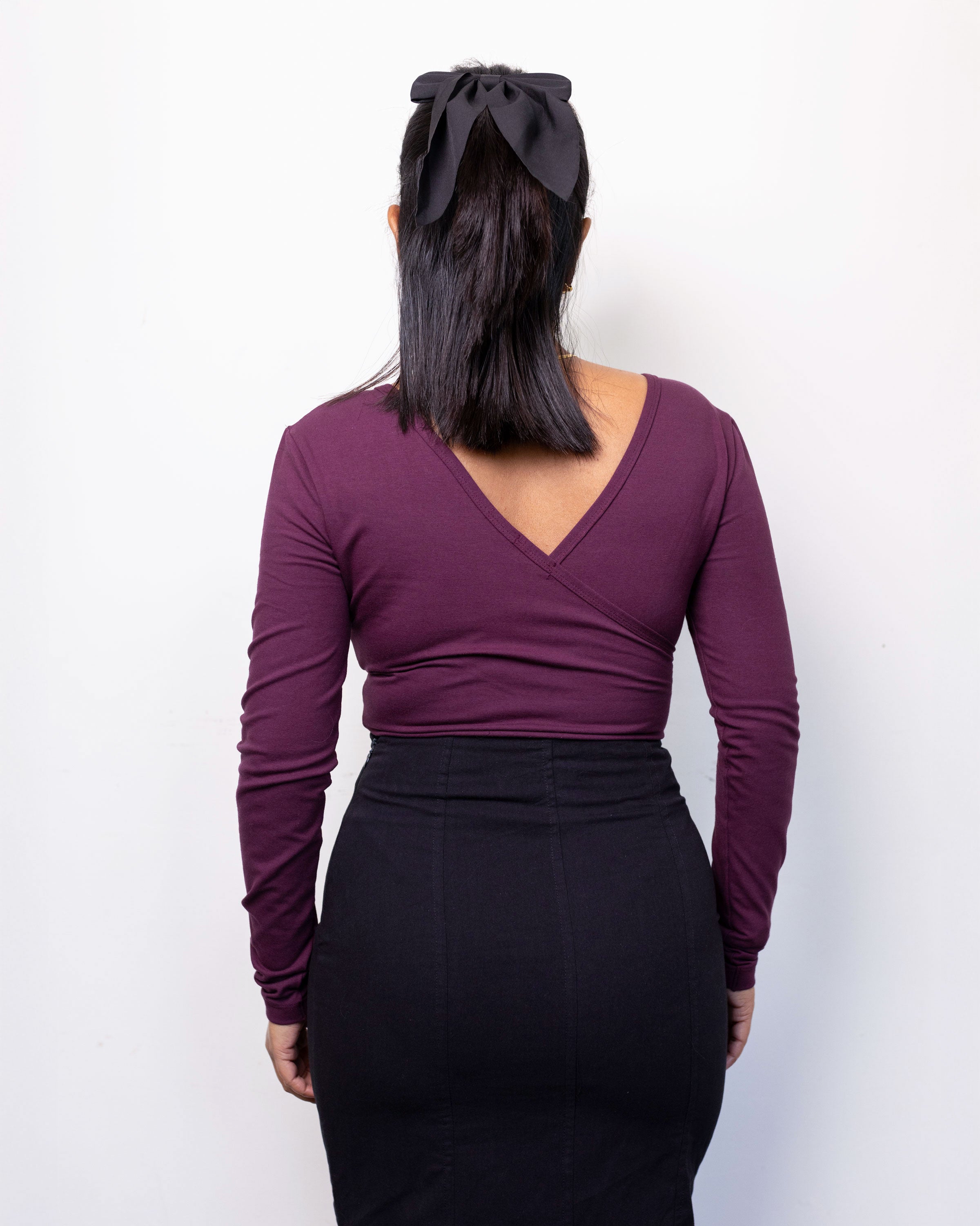 Greta Sleeved Bodysuit - Dark Maroon
