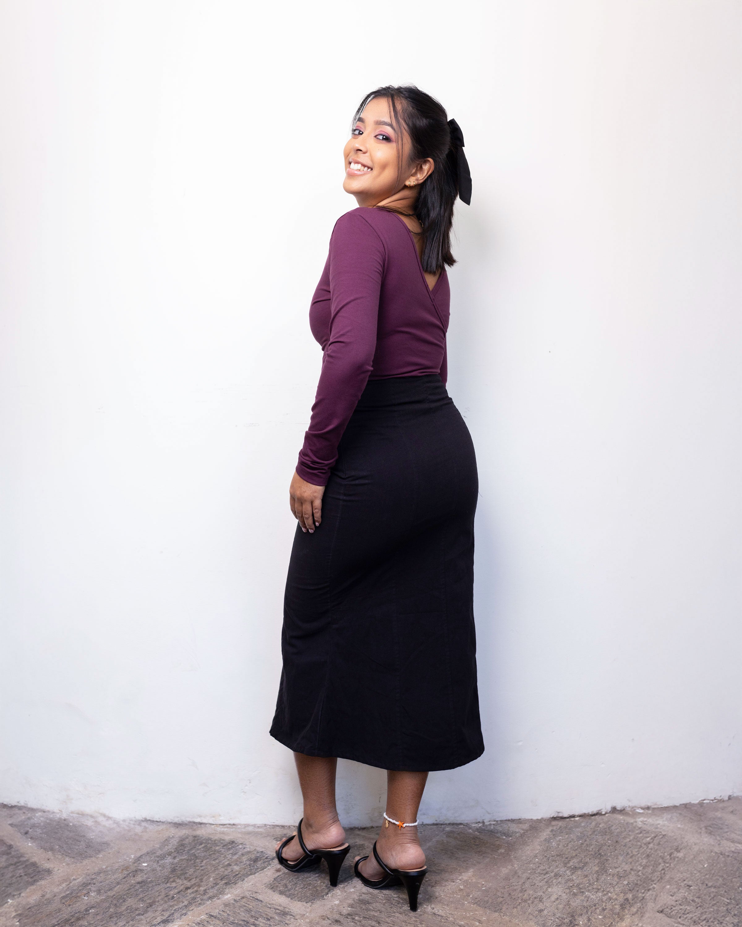 Greta Sleeved Bodysuit - Dark Maroon