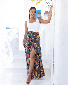 Florita Wrap Skirt - Brown Printed