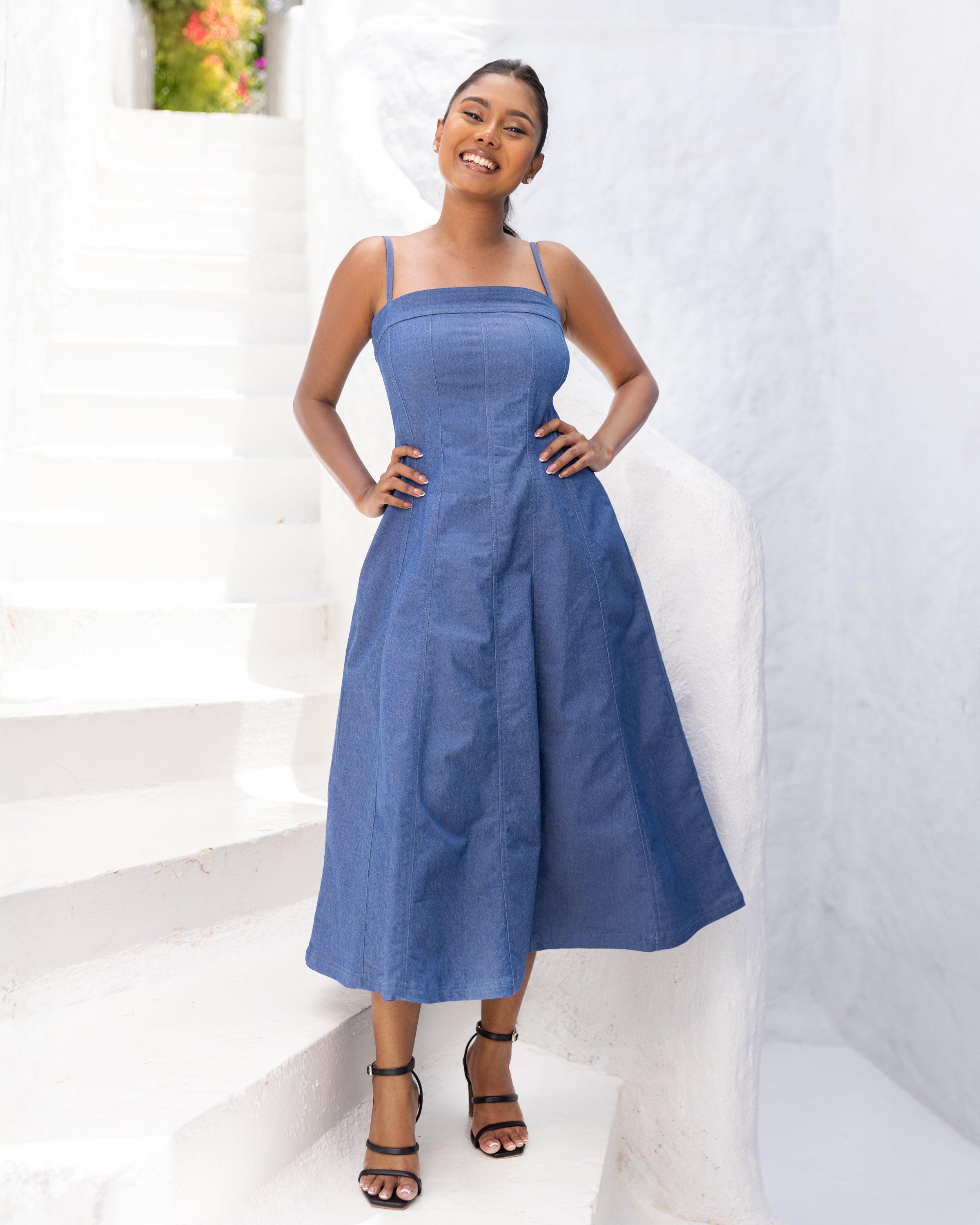 Montana Denim Midi Dress - Dark Blue