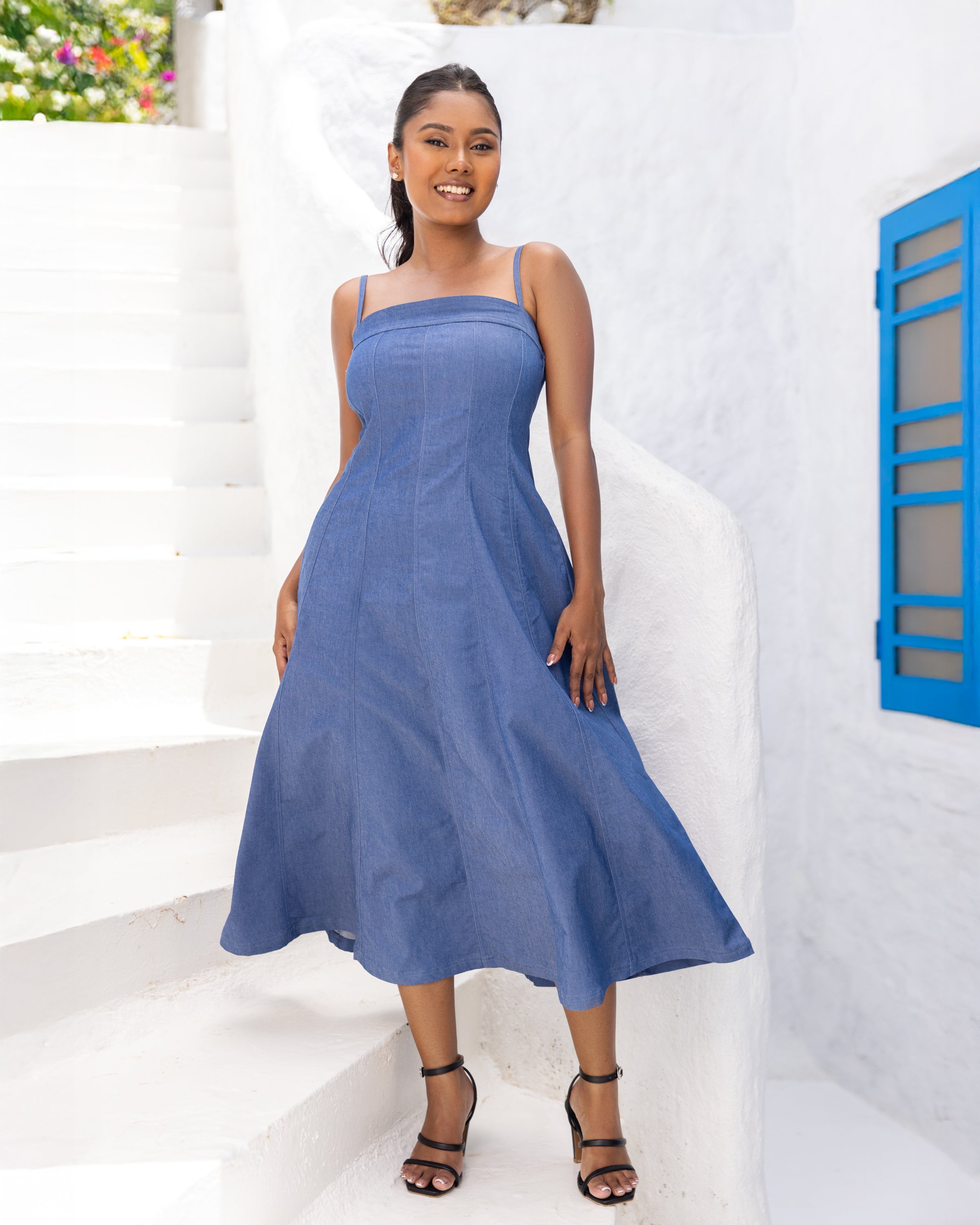 Montana Denim Midi Dress - Dark Blue