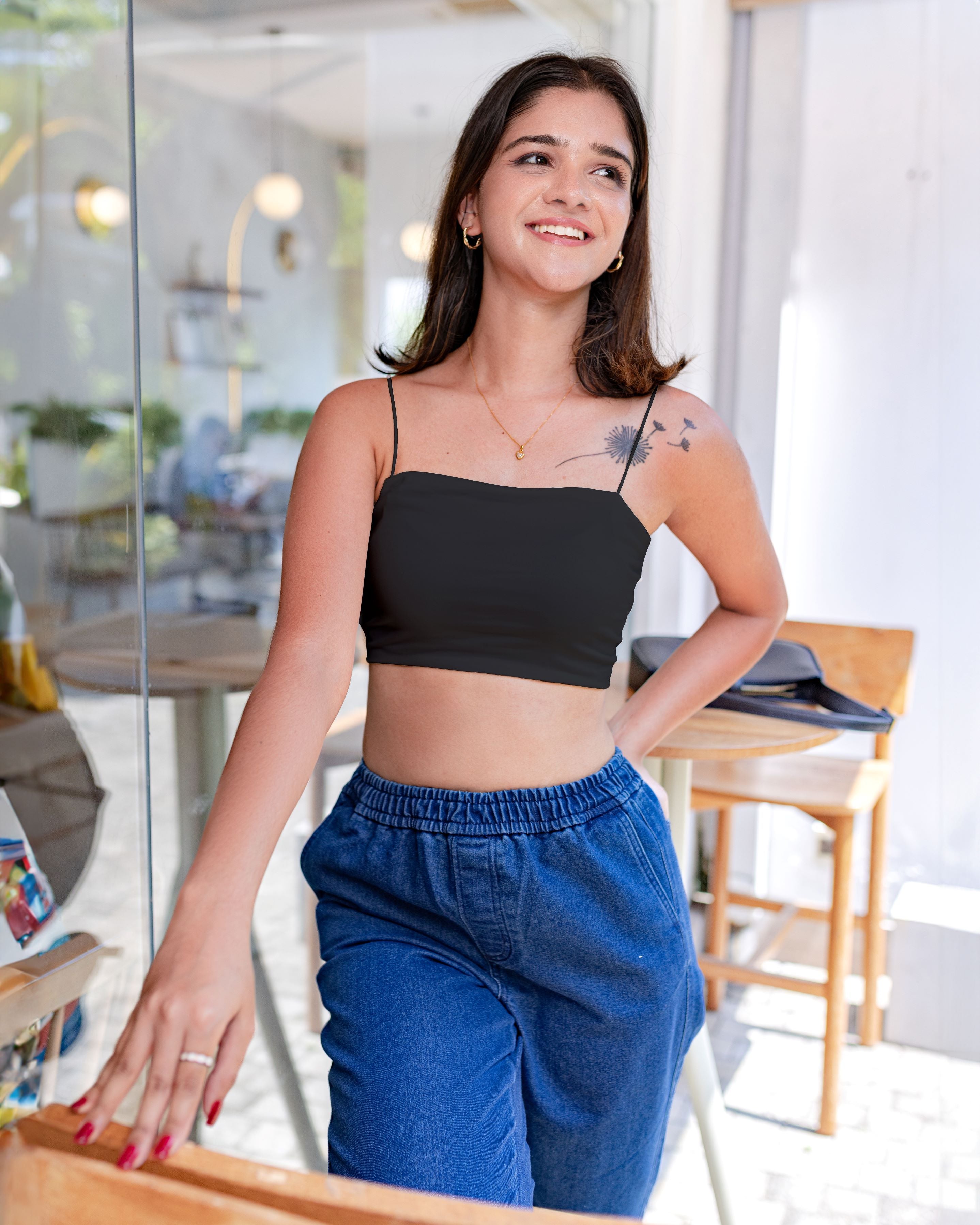 Zara cami crop top - Black