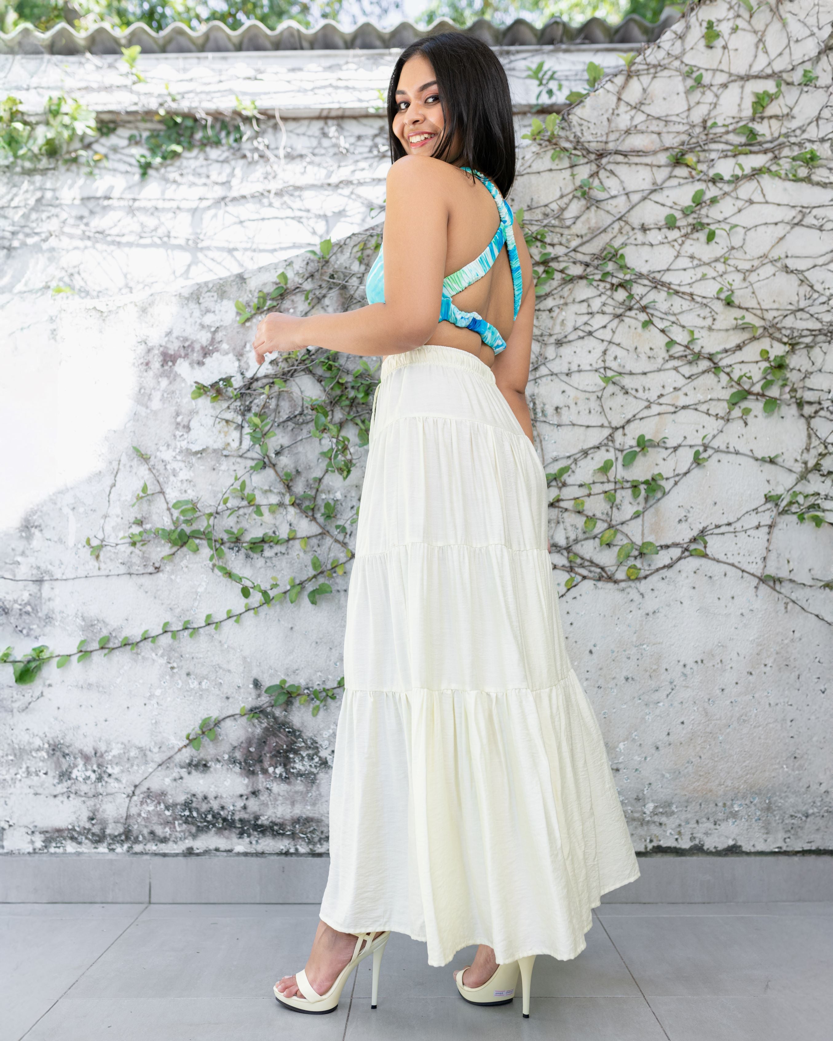 Shyla Layered Maxi Skirt - Off White