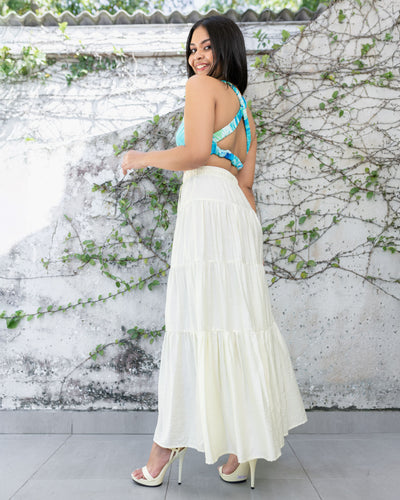 Shyla Layered Maxi Skirt - Off White