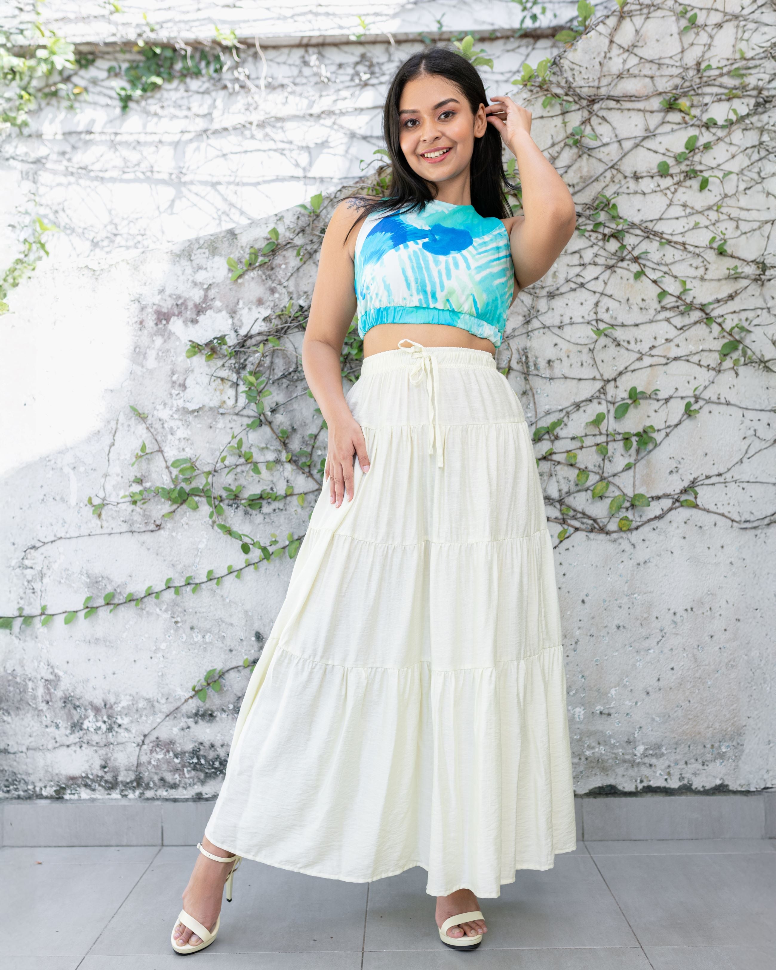 Shyla Layered Maxi Skirt - Off White