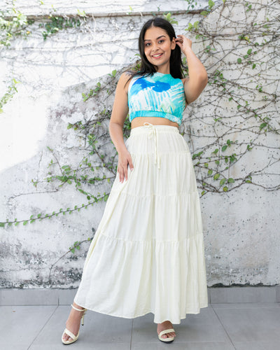 Shyla Layered Maxi Skirt - Off White