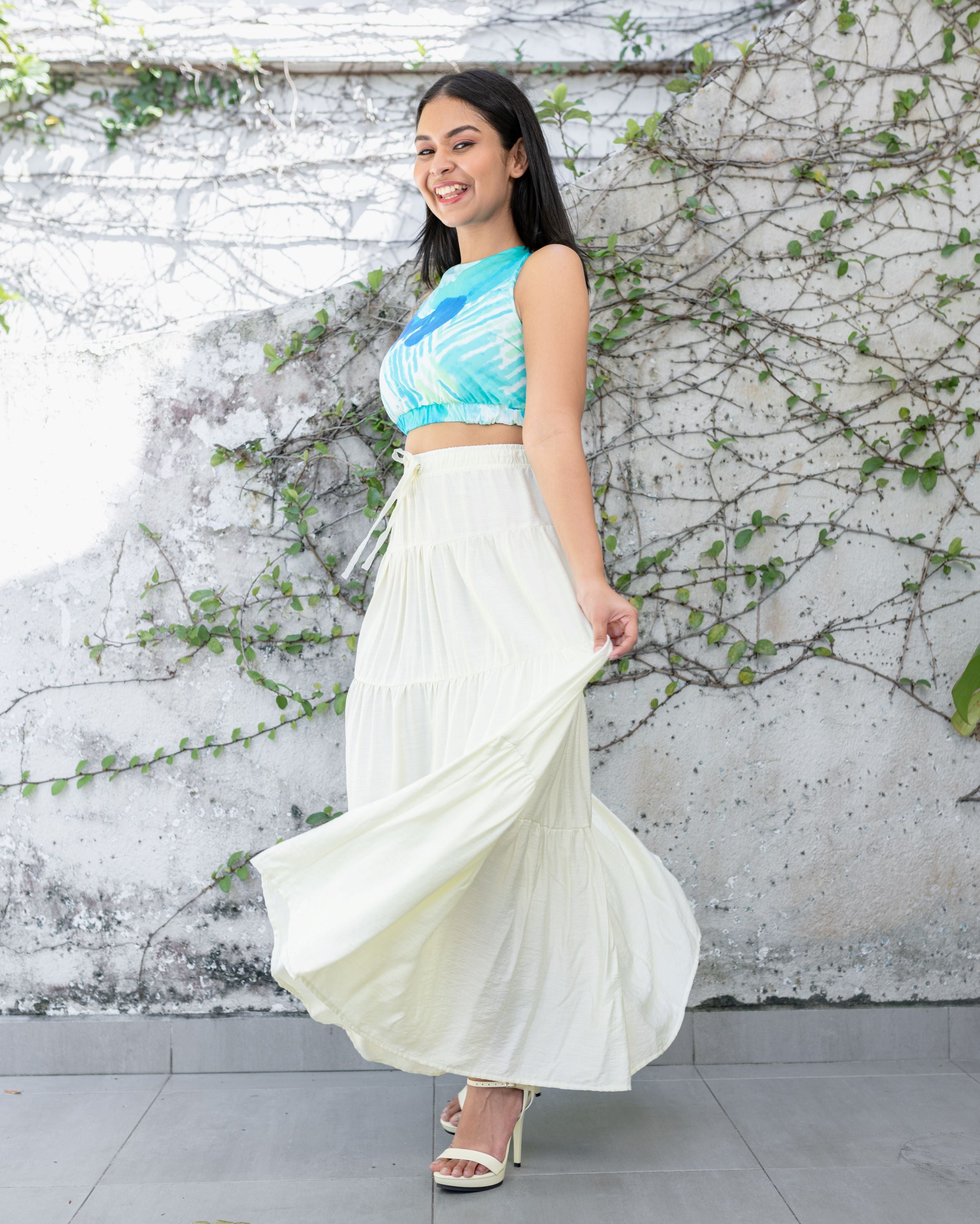 Shyla Layered Maxi Skirt - Off White