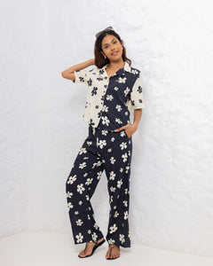 Stacy Floral Straight Cut Pant - White Printed