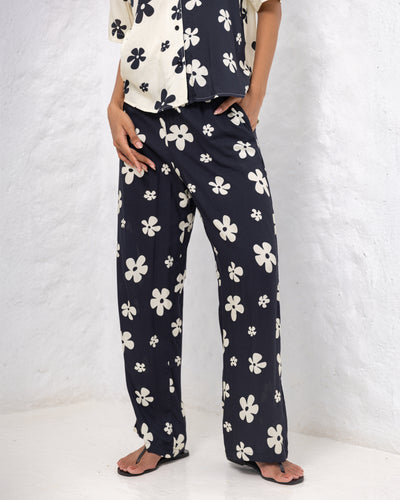 Stacy Floral Straight Cut Pant - White Printed
