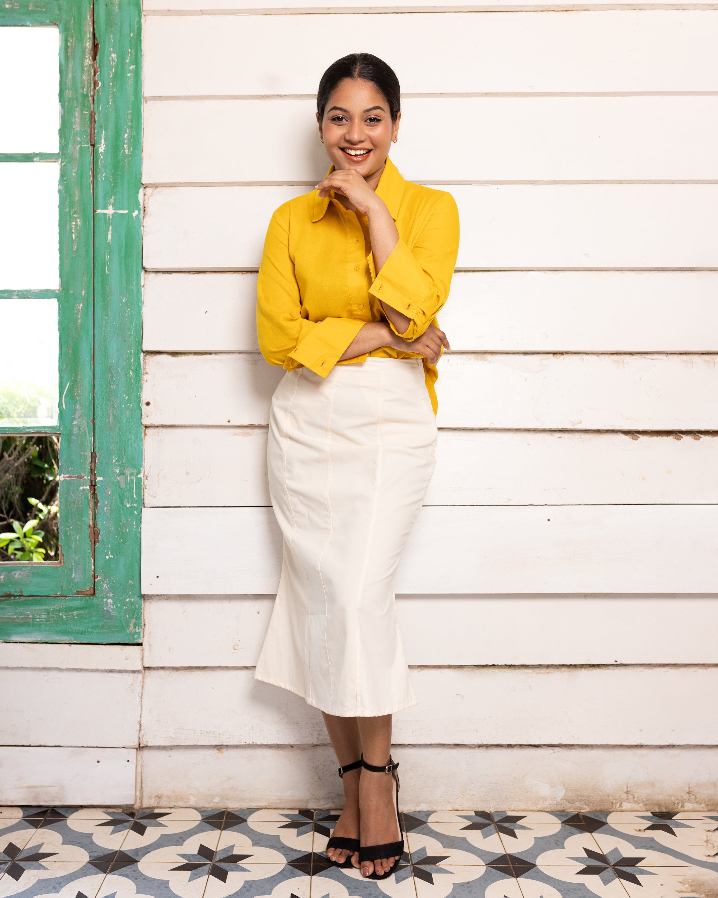 Dedunu Cotton Oversized Shirt - Yellow