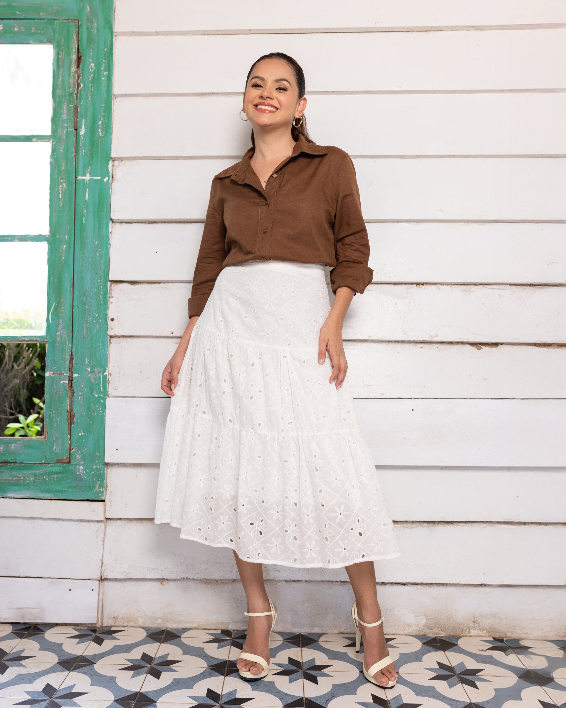 Dedunu Cotton Oversized Shirt - Brown