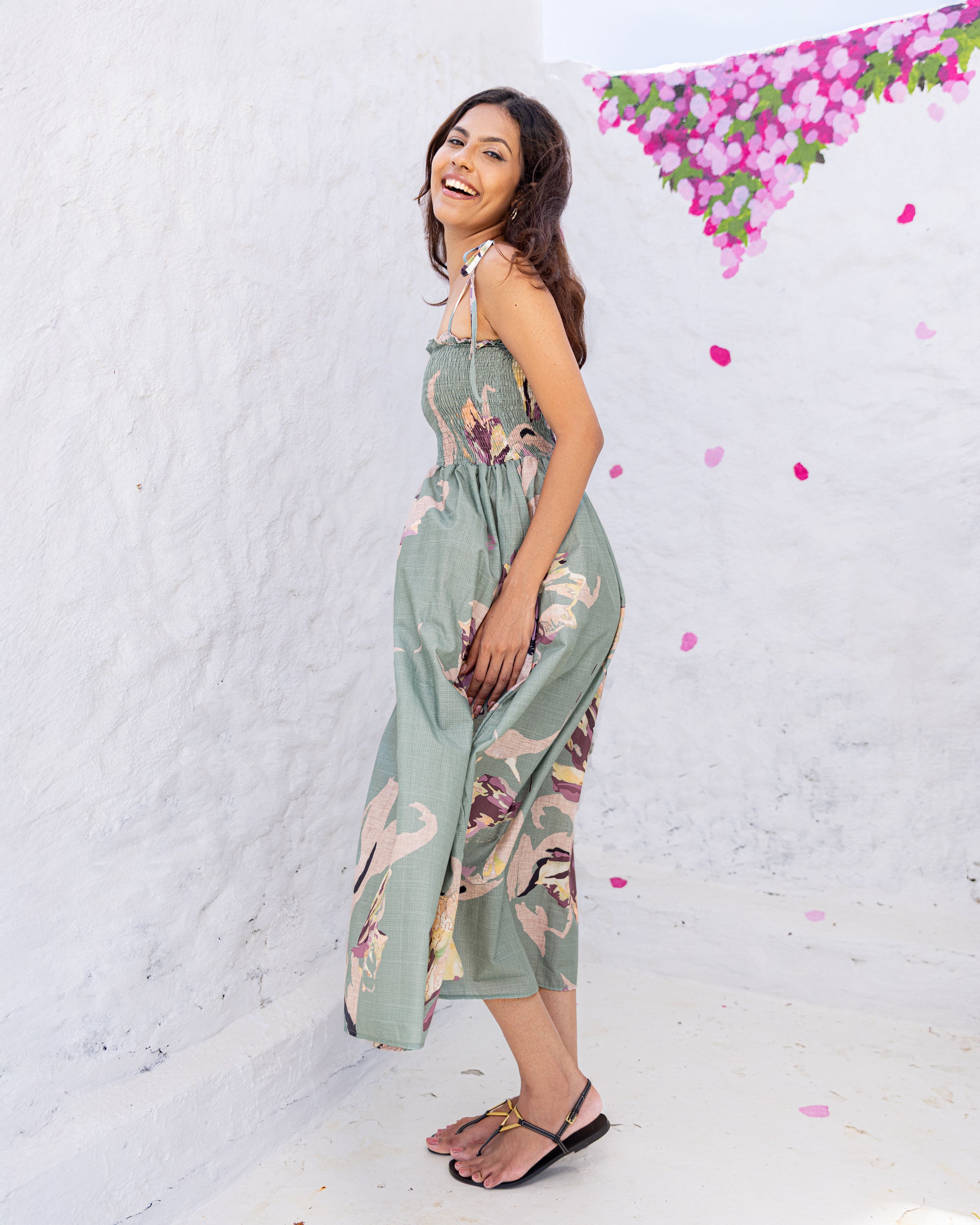 Gloria Smocked Midi Dress - Printed