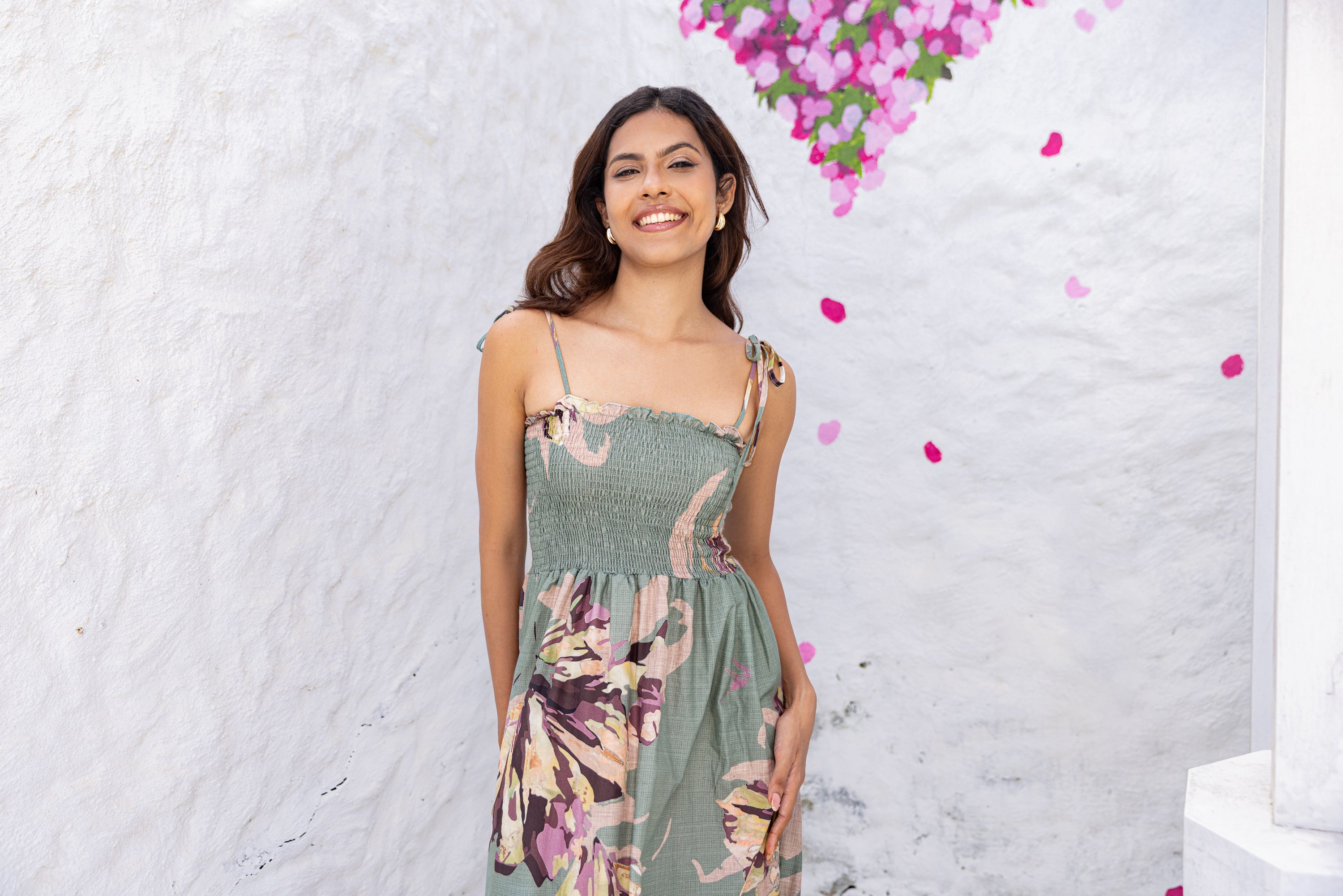 Gloria Smocked Midi Dress - Printed