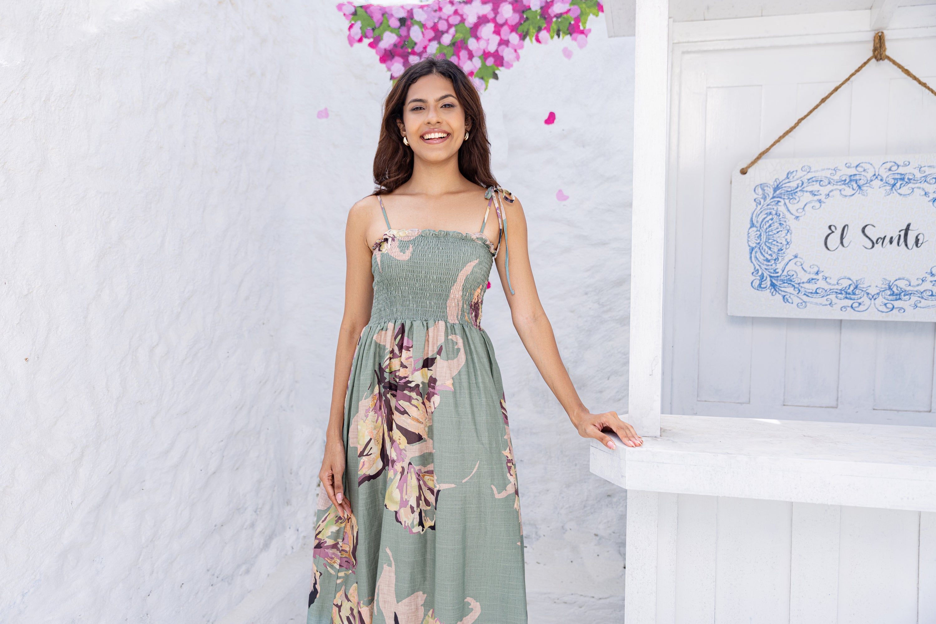 Gloria Smocked Midi Dress - Printed