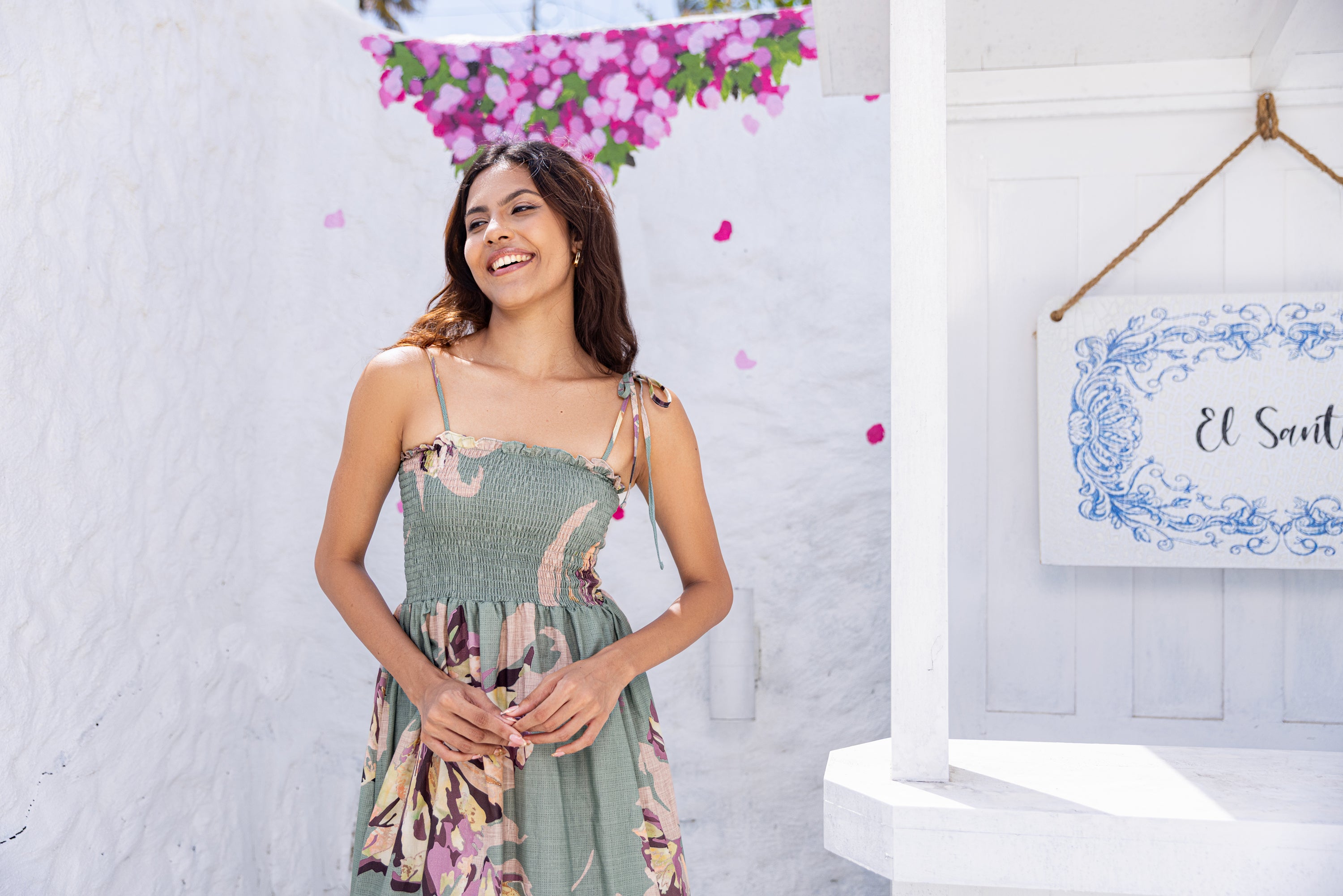 Gloria Smocked Midi Dress - Printed