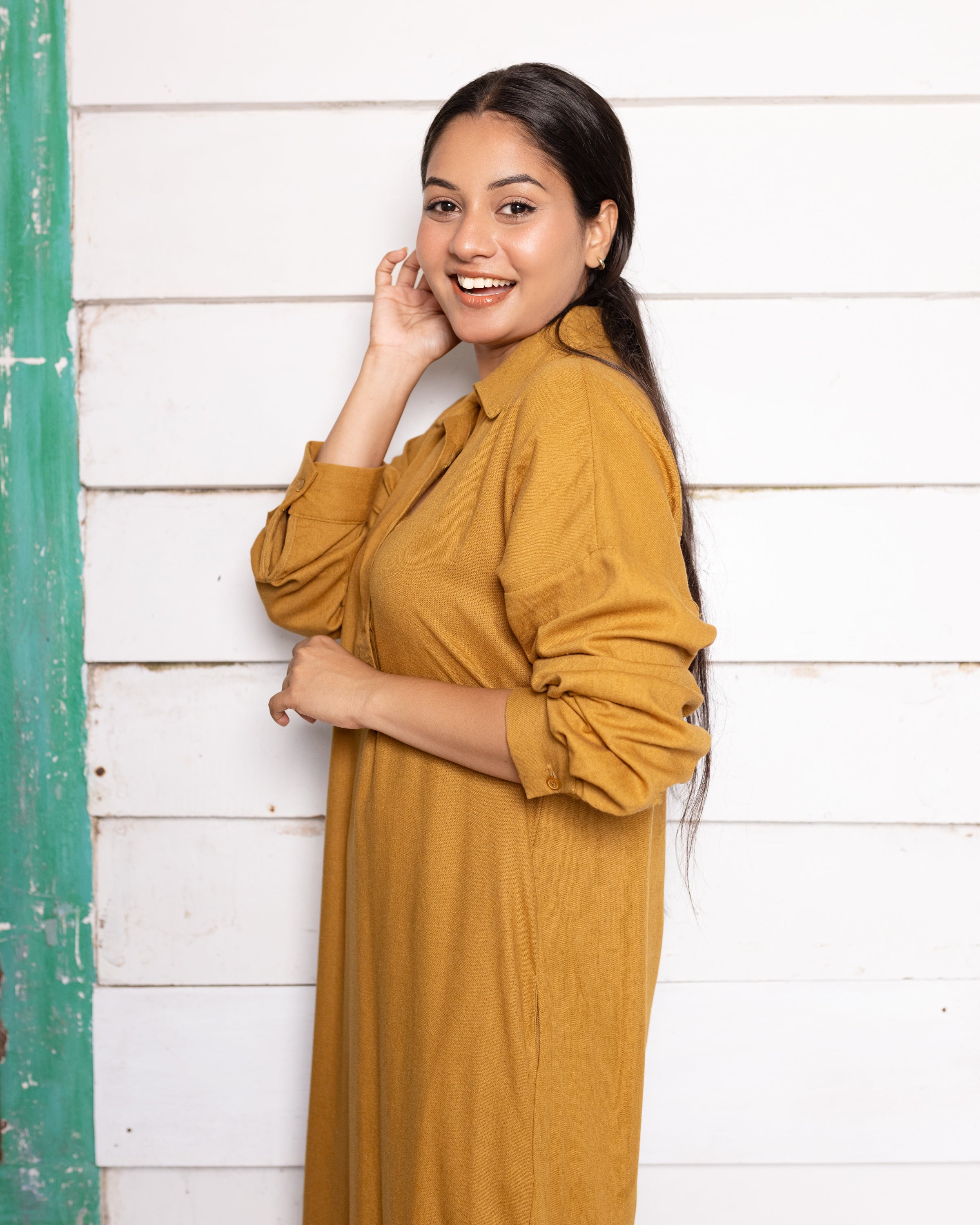 Nora Linen Shirt Dress - Brown