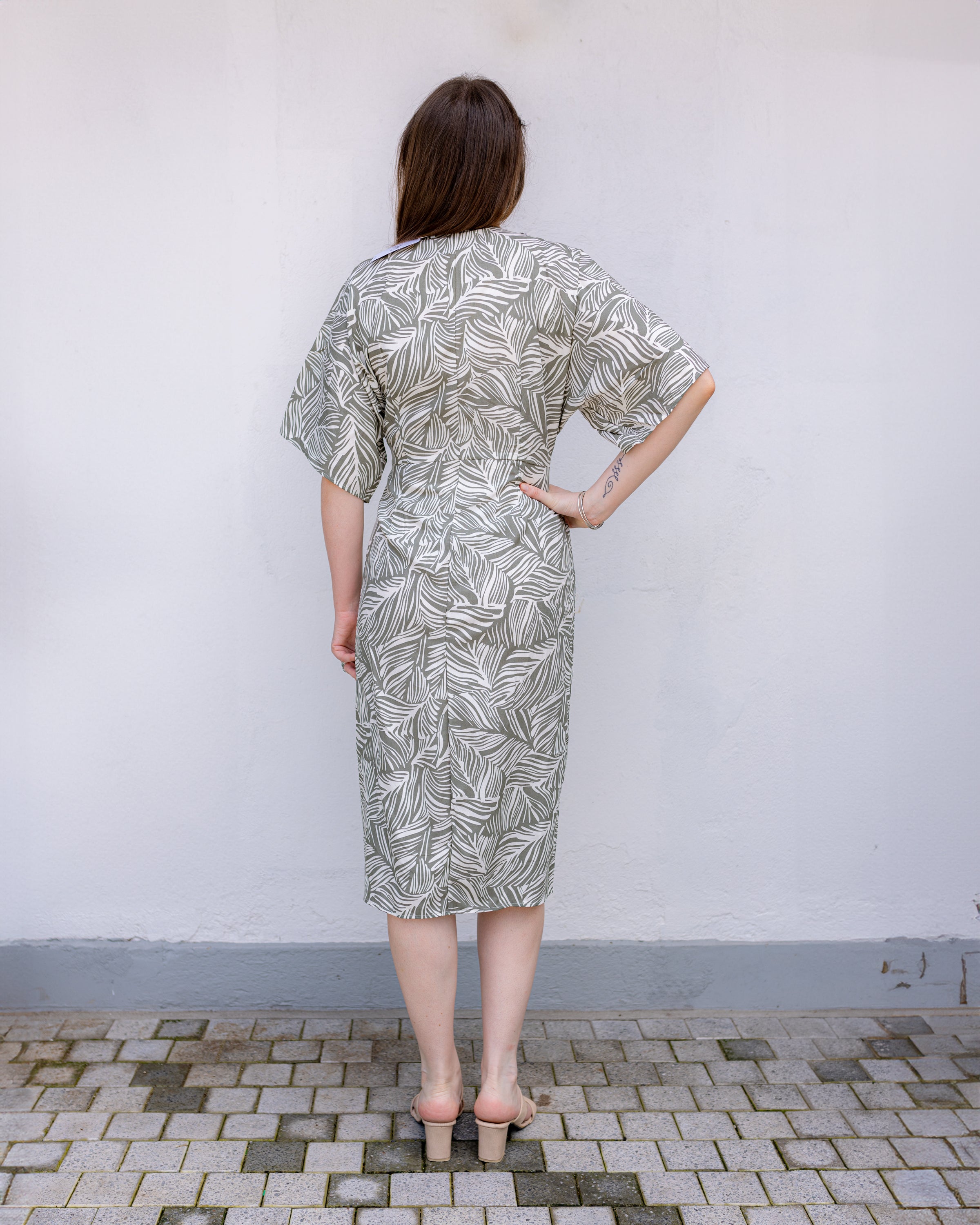 Andrea Printed Midi Dress - Olive