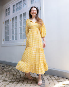 April Tired Maxi Dress- Yellow Checked