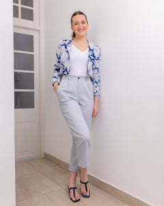 Zara Cropped Blazer- Blue Marble Print