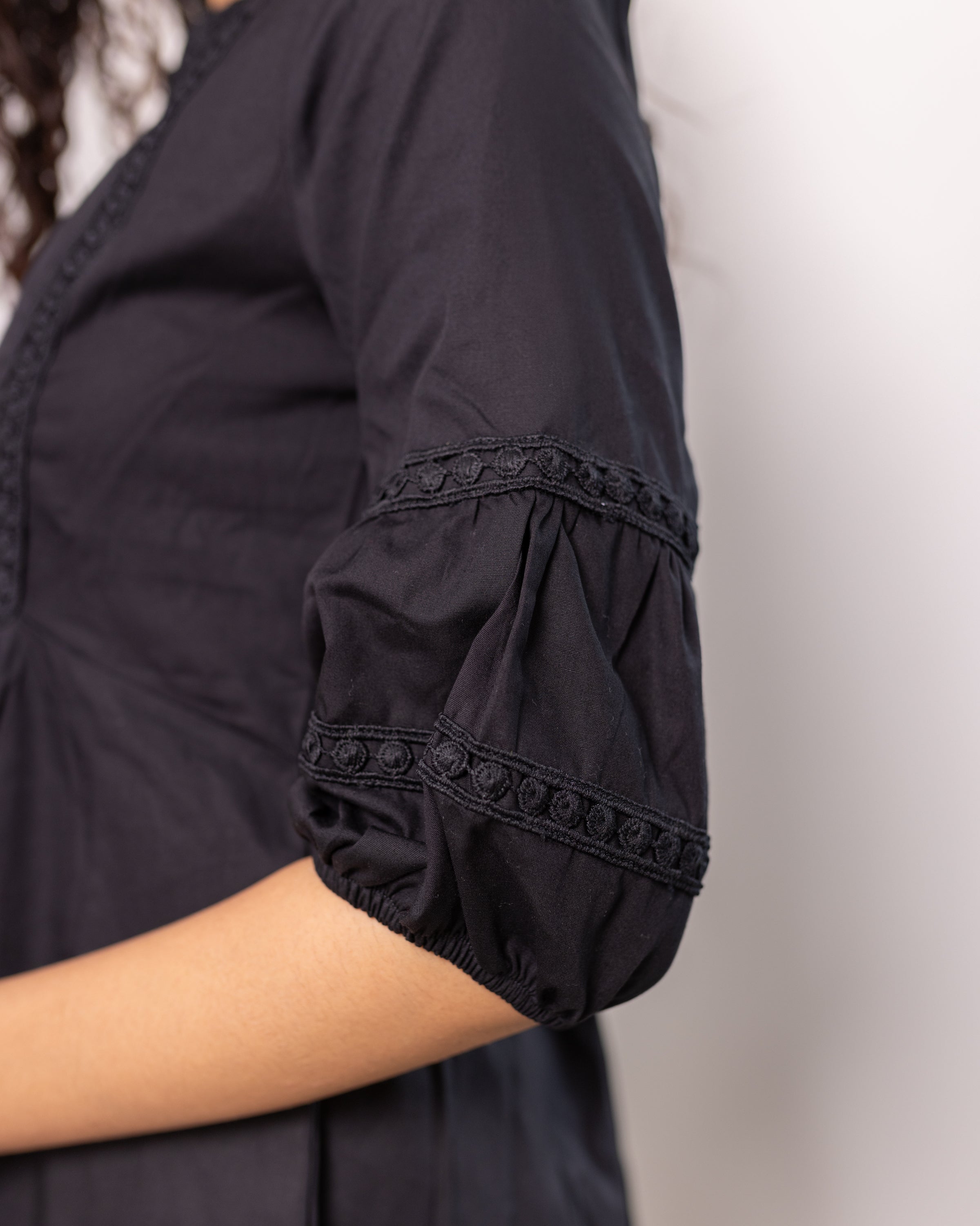 Calista Lace Detail Dress -  Black