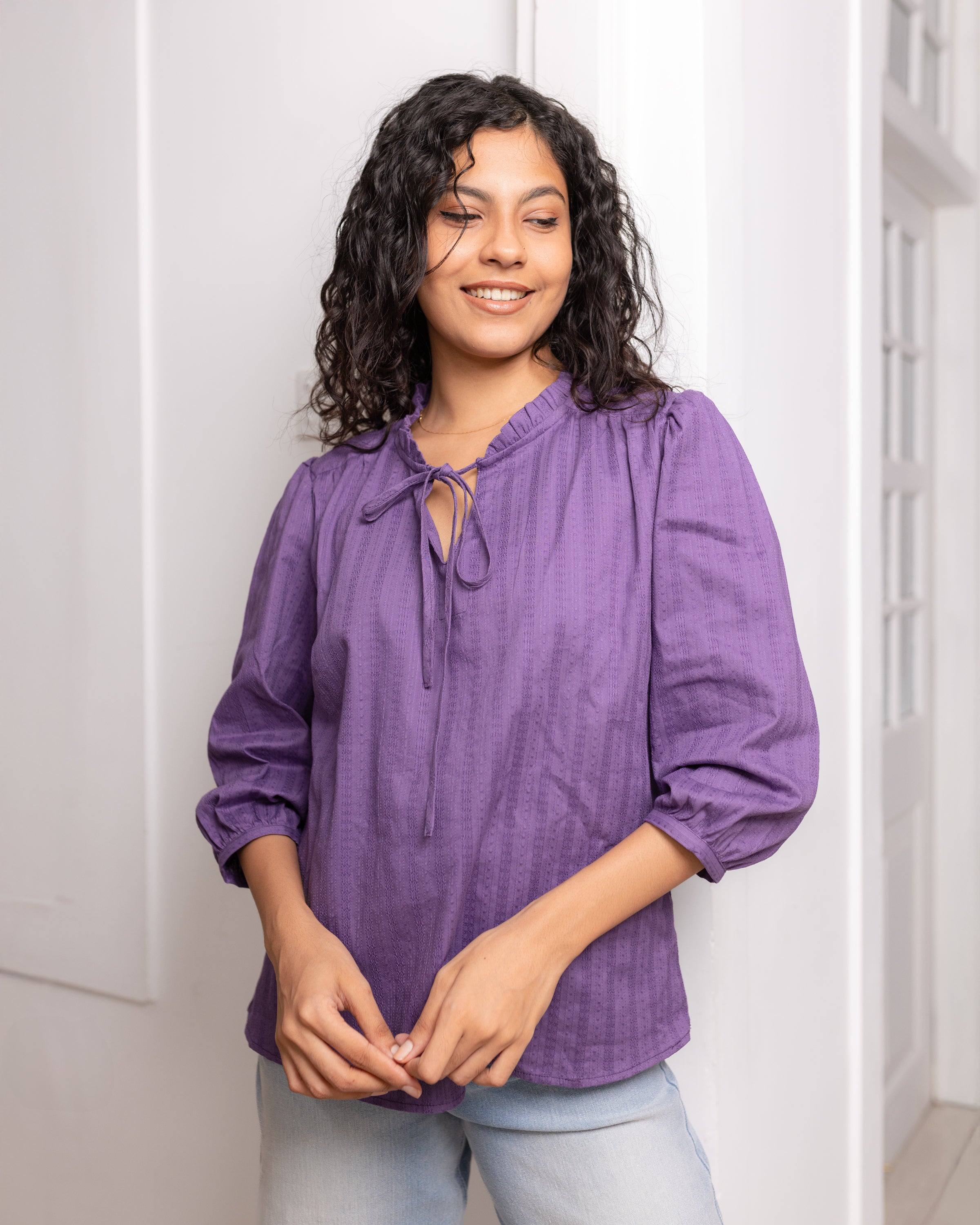 Shonali Cutwork Top - Purple