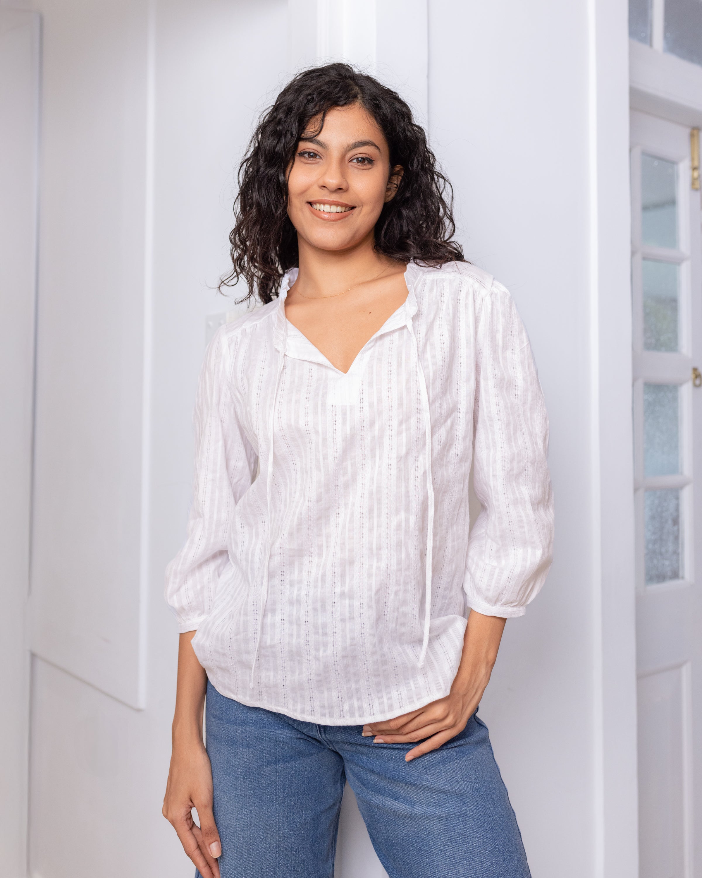 Shonali Cutwork Top - White