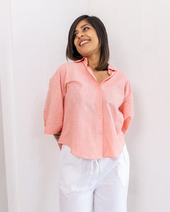 Iris High Low  Blouse -Peach