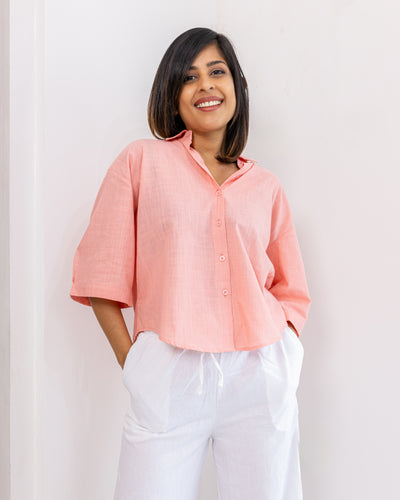 Iris High Low  Blouse -Peach