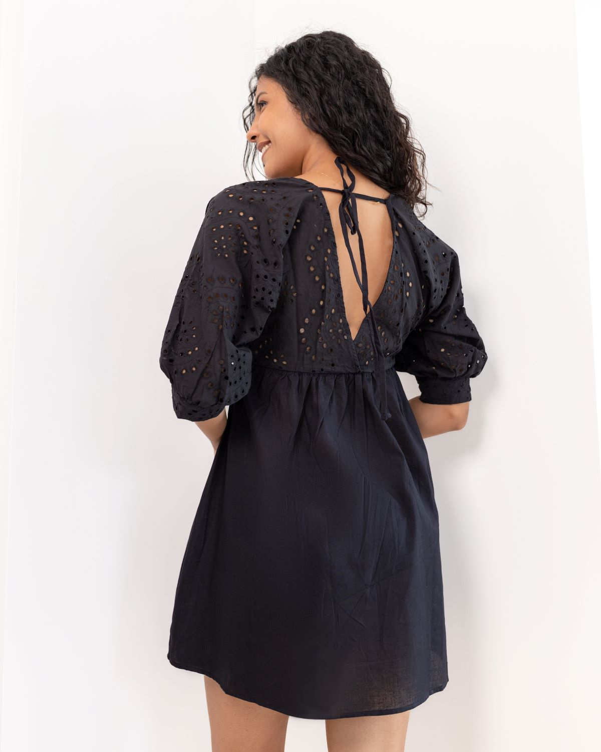 Wildflower Cutlon Mini Dress- Black