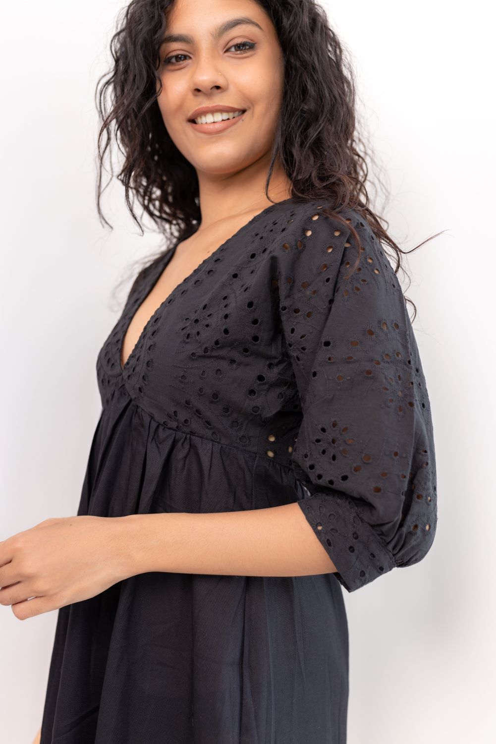 Wildflower Cutlon Mini Dress- Black