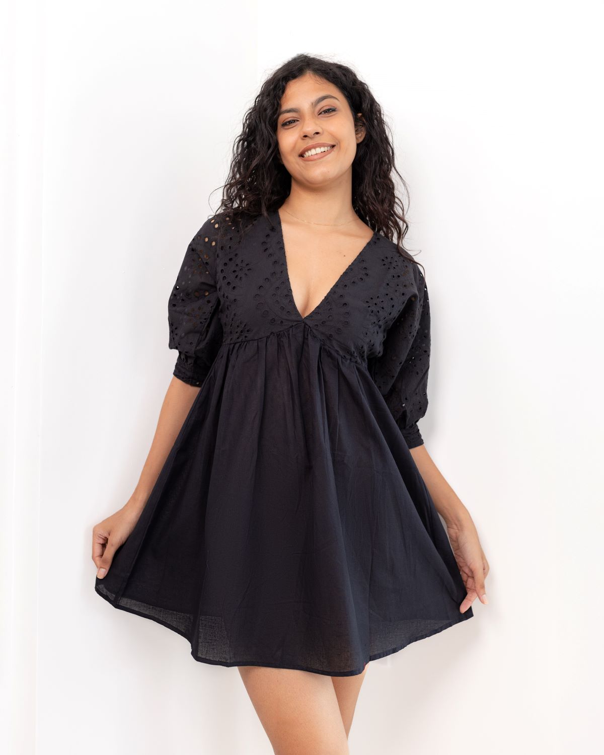 Wildflower Cutlon Mini Dress- Black