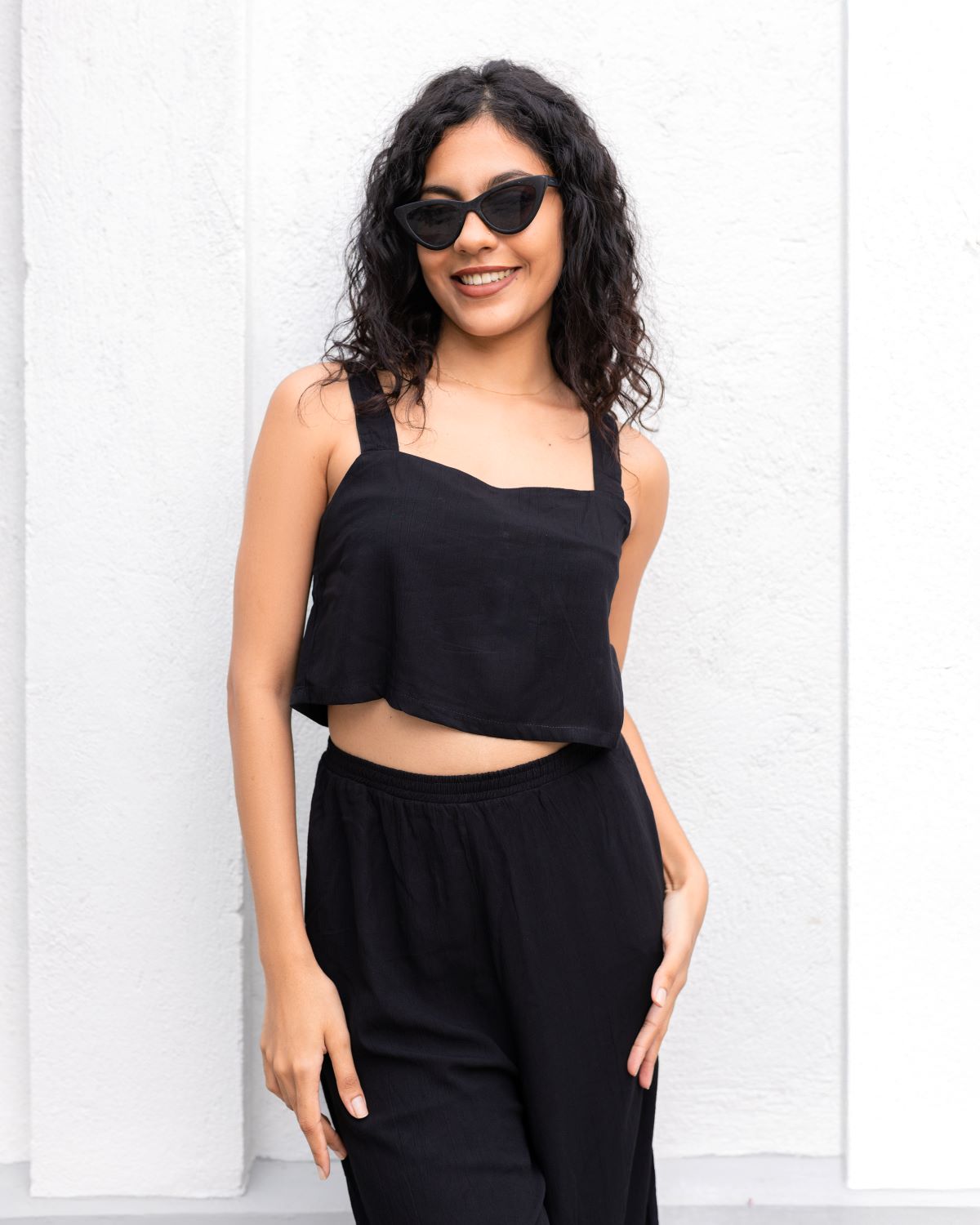Fiona Cropped Top- Black