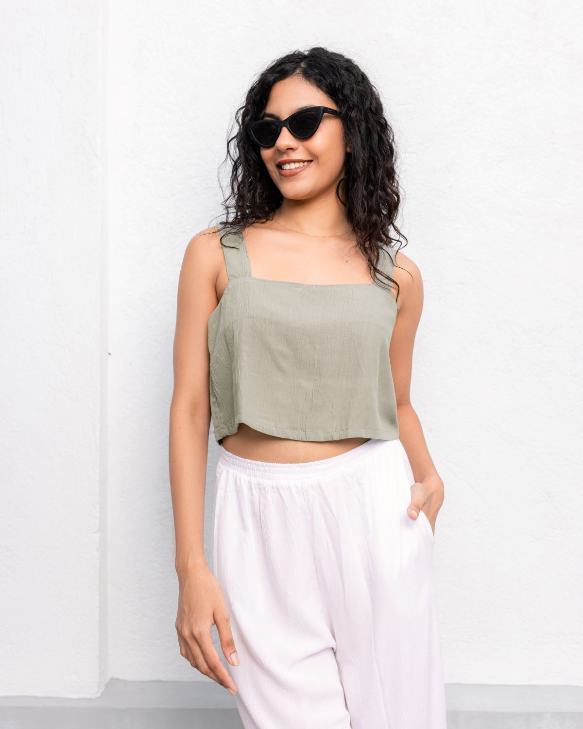 Fiona Cropped Top- Sage