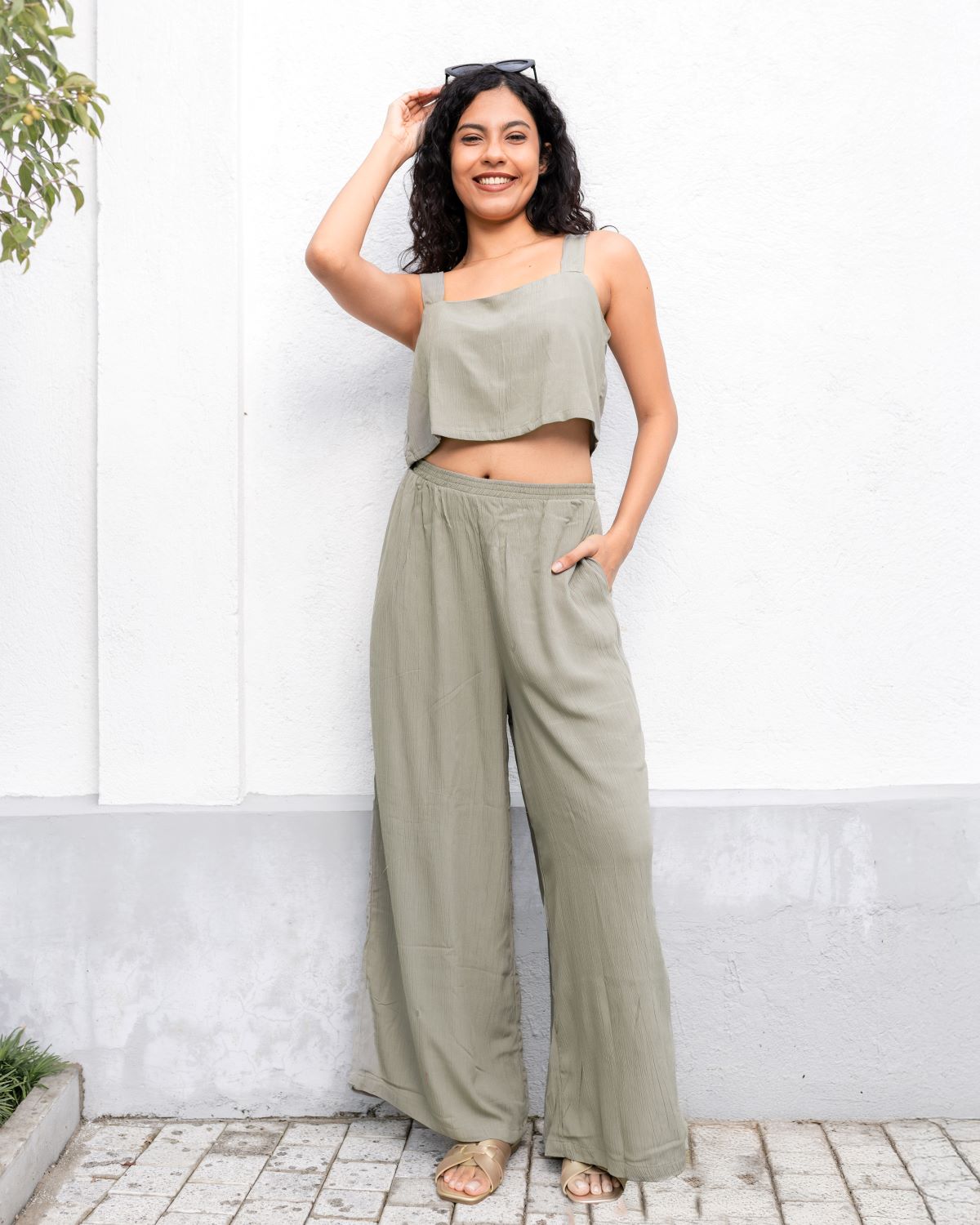 Fiona Cropped Top- Sage
