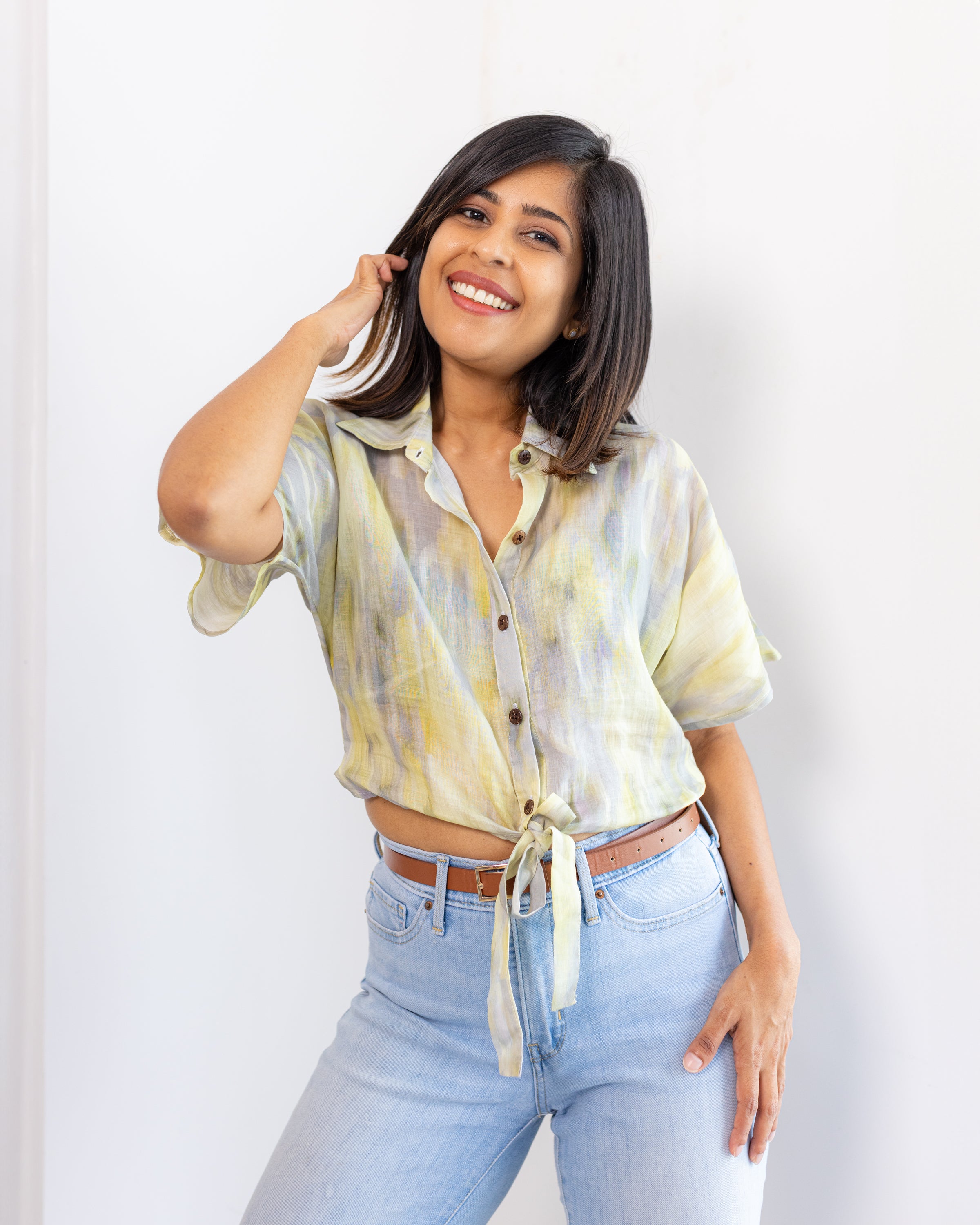 Leiah Tie Up Top -Tie Dye