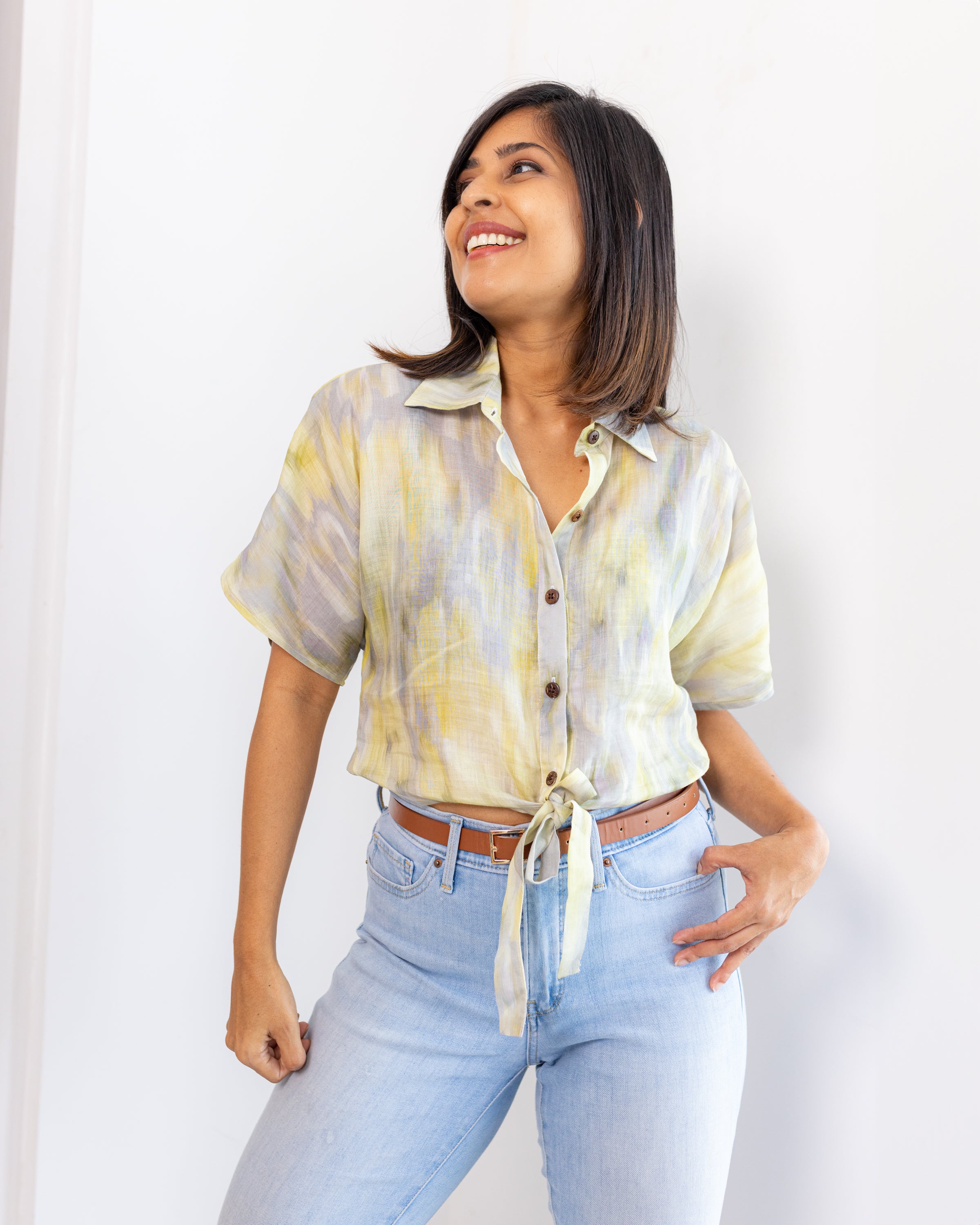 Leiah Tie Up Top -Tie Dye